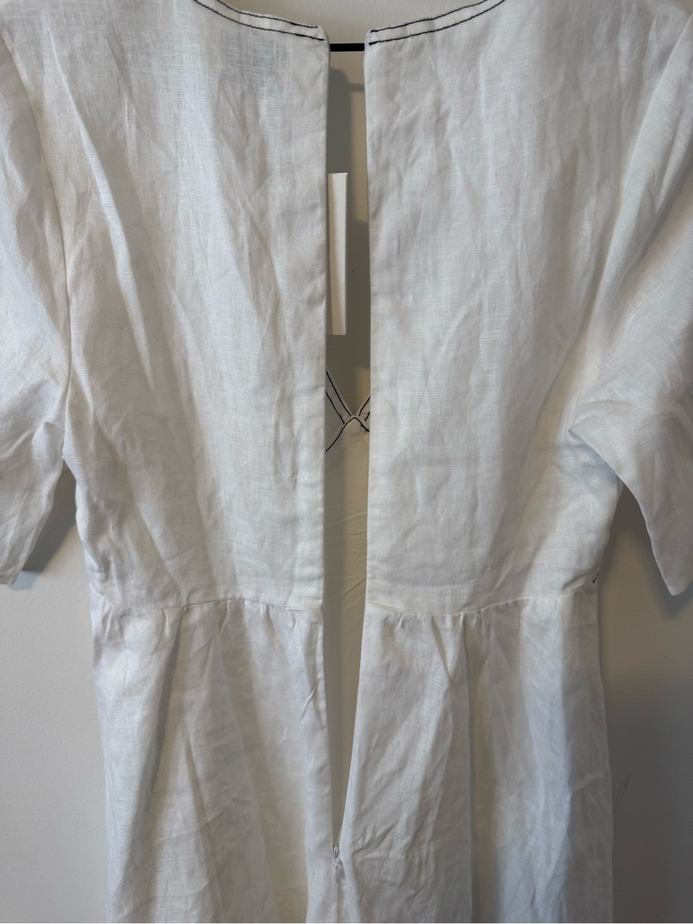 NWT DISSH Rhodes Linen White V-Neck Mini Dress with Contrast Piping Size 2 - Picture 8 of 12